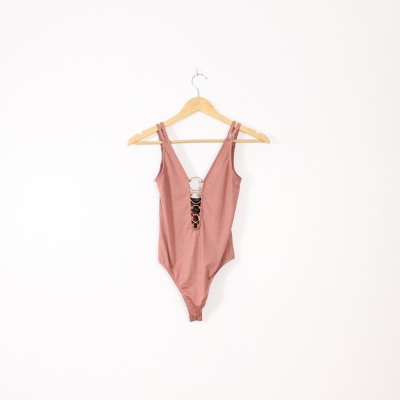 *Forever 21 Deep V Neck Dusty Rose Bodysuit - Picture 3 of 5